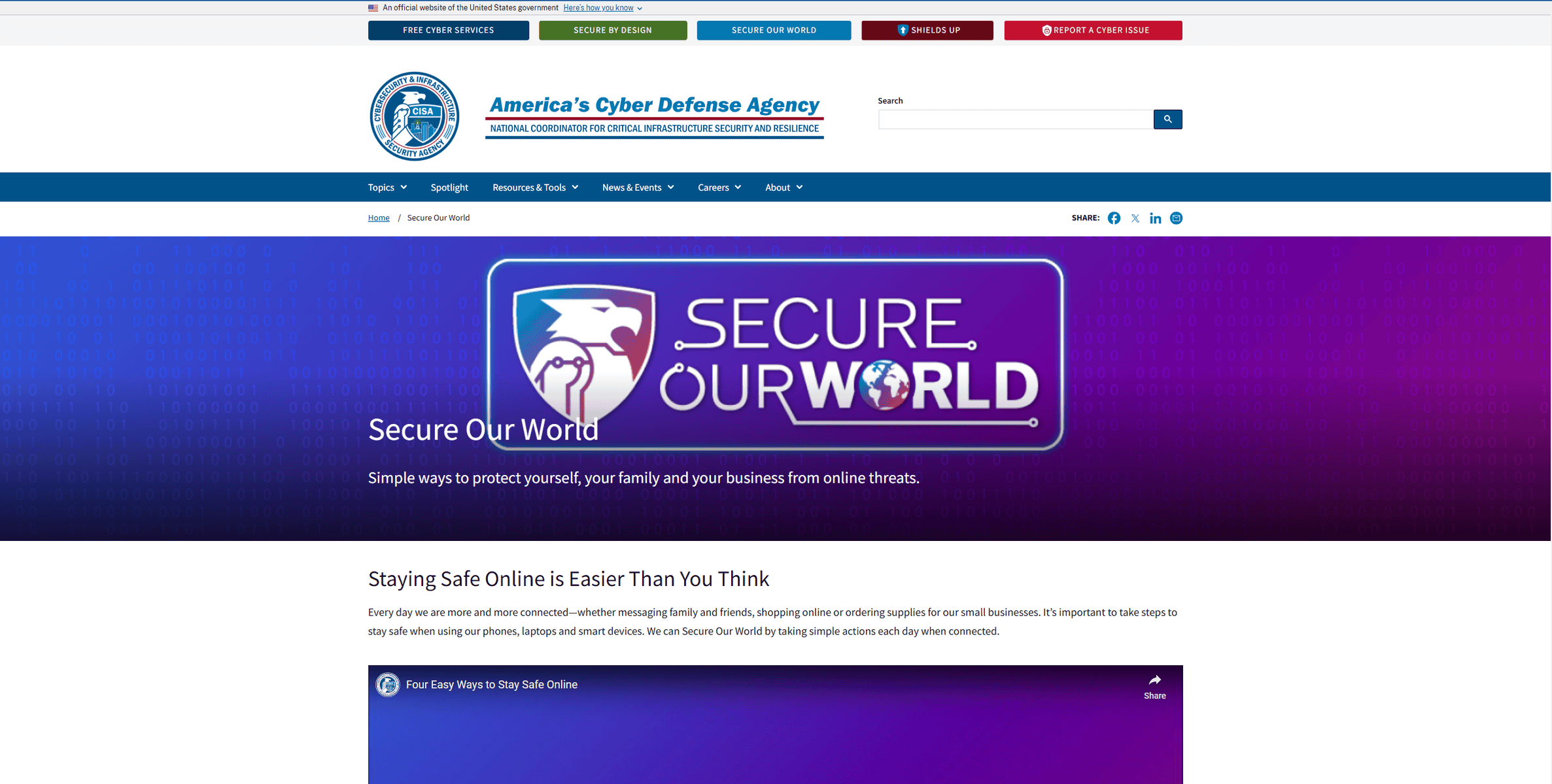 Secure Our World CISA's Cybersecurity Awareness Initiative